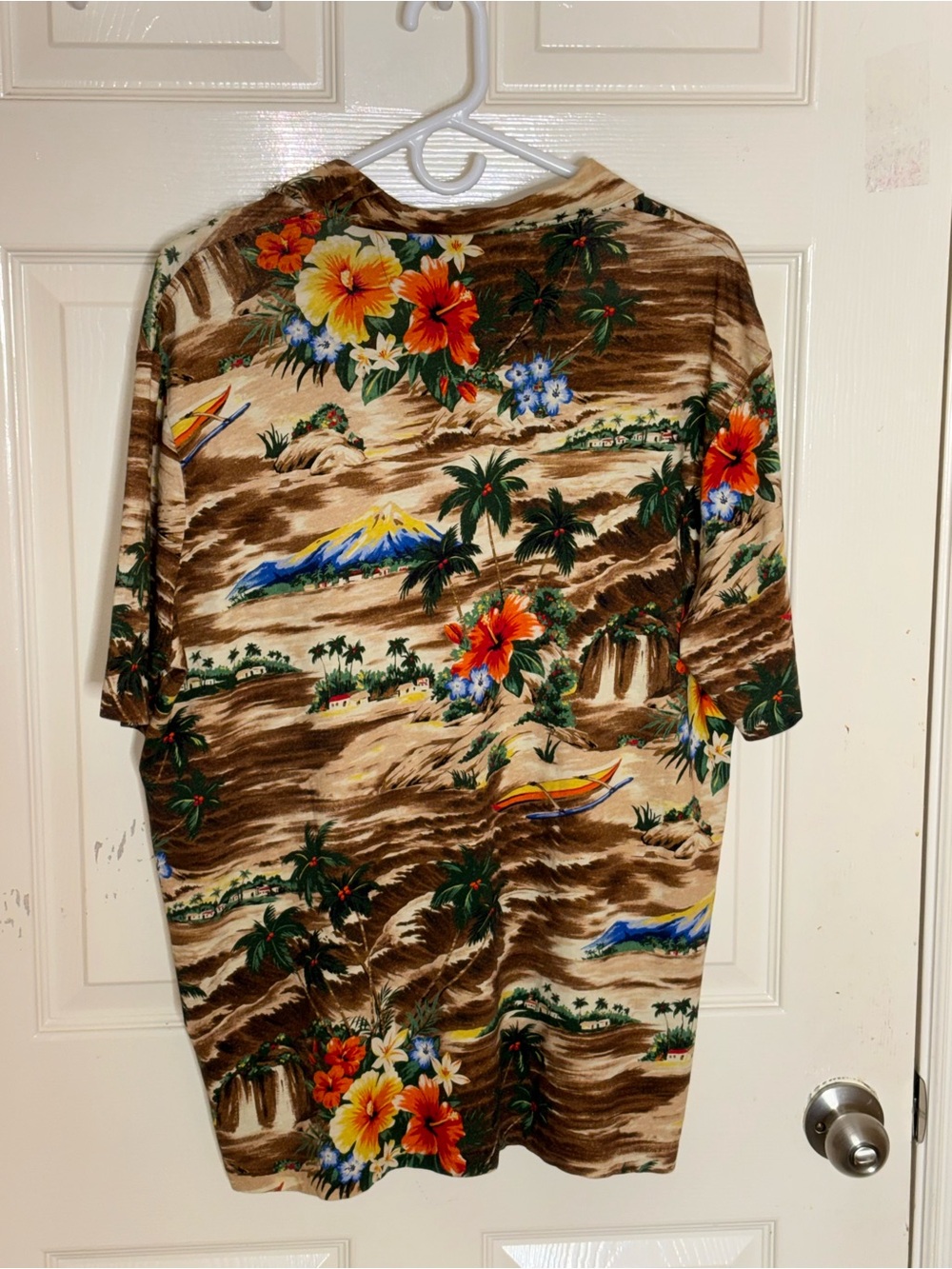 Polo Ralph Lauren Brown TROPICAL PRINT Cotton Linen Blend Collared Polo Shirt - Picture 6 of 9